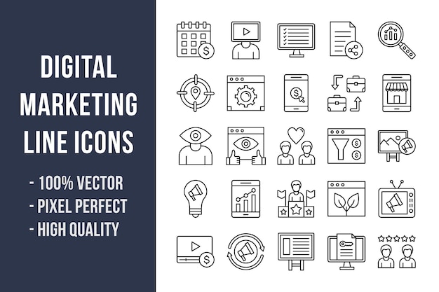 Digital Marketing Line Icons