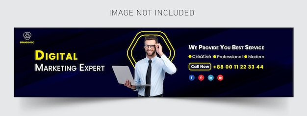 デジタル マーケティング LinkedIn カバー テンプレート ソーシャル メディアの投稿のデザインのベクトル
