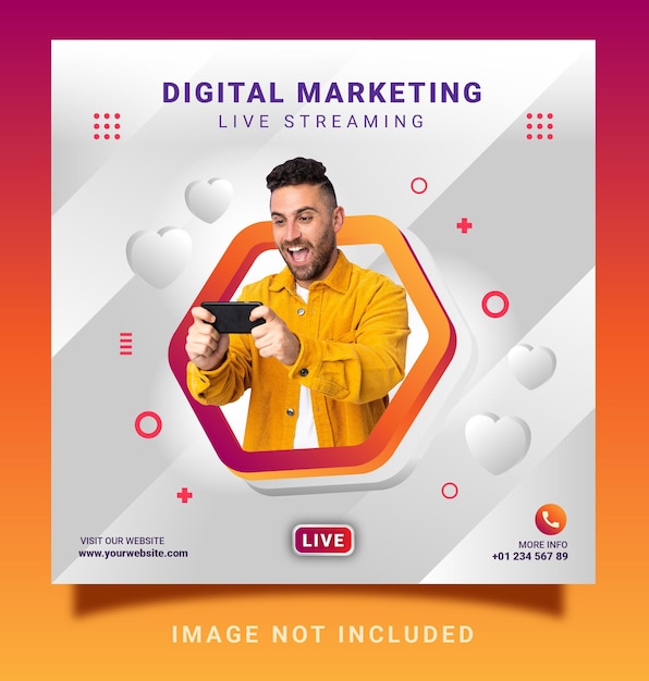 Digital Marketing Live Streaming Instagram Post Social Media Banner Template