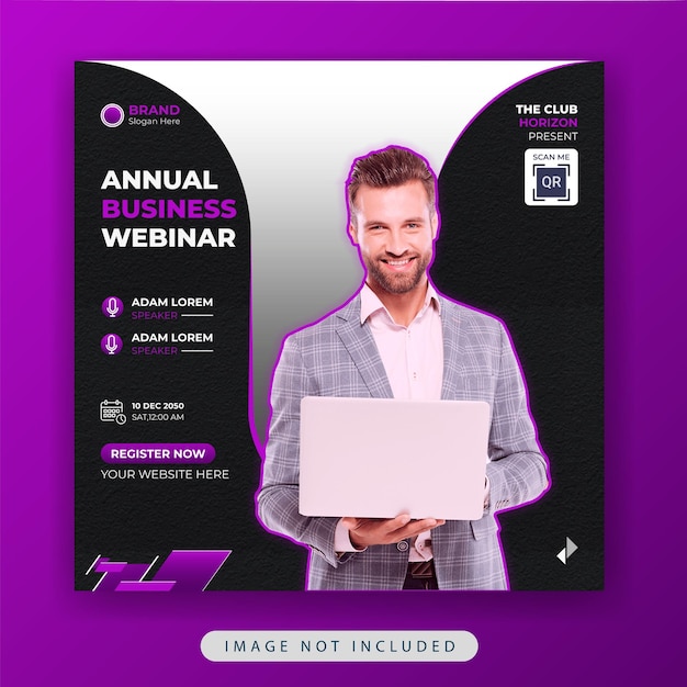 Digital marketing live webinar and business conference meeting  social media post template