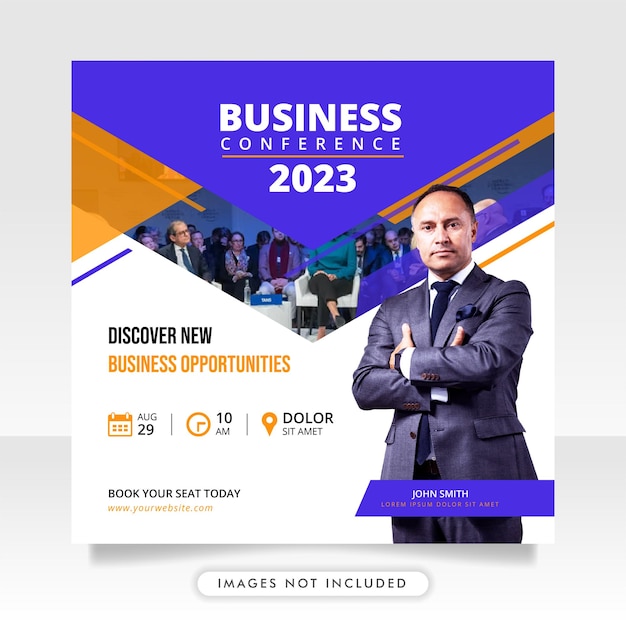 Digital marketing live webinar and business conference social media post template