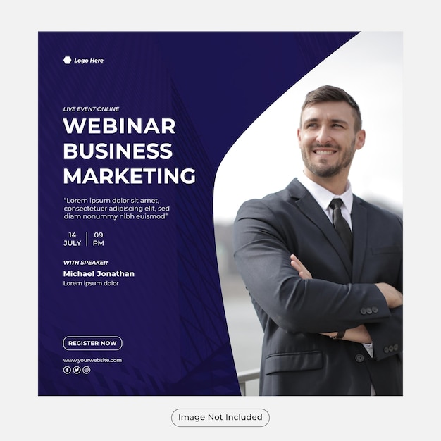 Digital Marketing Live Webinar and Business Social Media Post Template