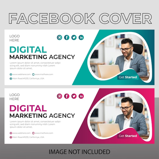 Digital marketing live webinar and corporate facebook cover design template