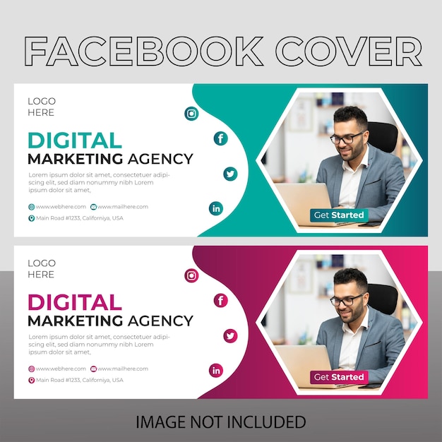 Digital marketing live webinar and corporate facebook cover design template