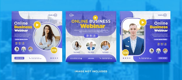 Digital marketing live webinar and corporate social media post or template banner