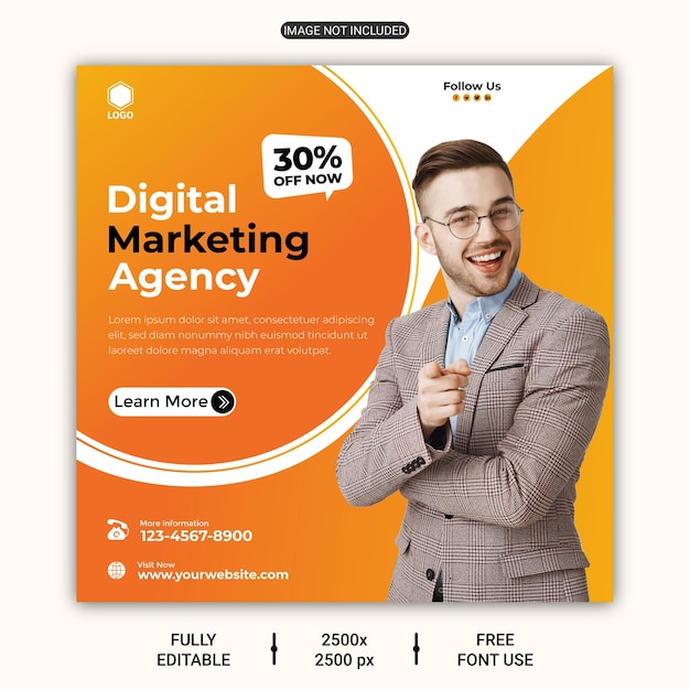 Digital marketing live webinar and corporate social media post template design