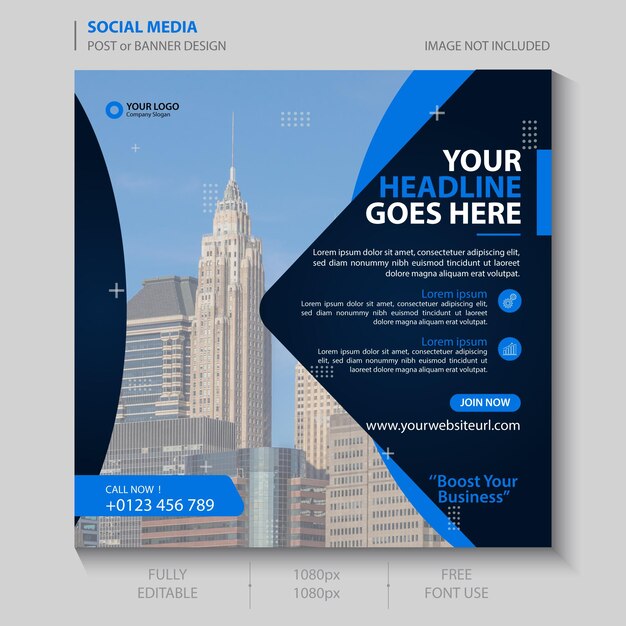 Digital marketing live webinar and corporate social media post template premium vector