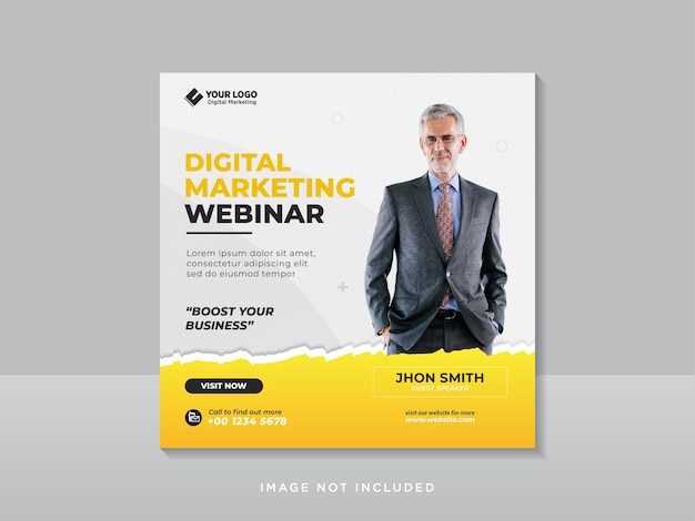 Digital marketing live webinar and corporate social media post template