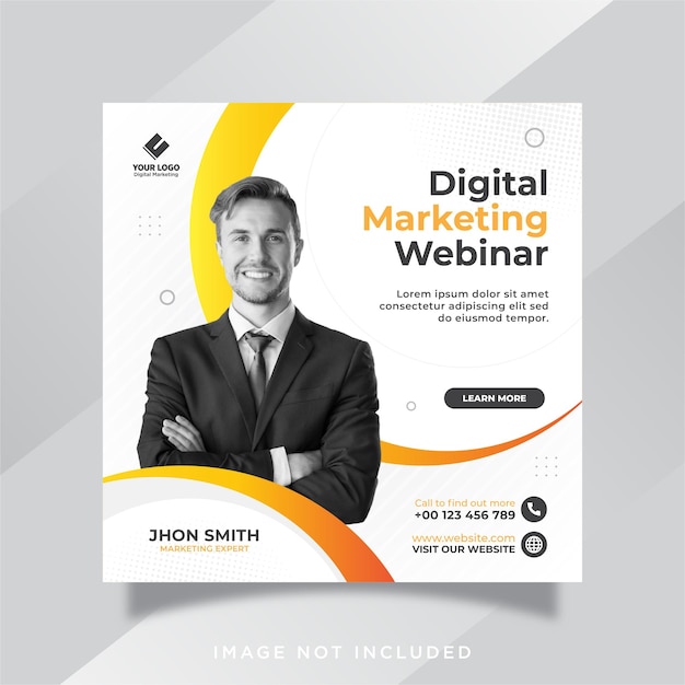 Digital marketing live webinar and corporate social media post template