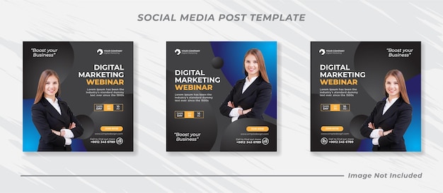 Vector digital marketing live webinar and corporate social media post template