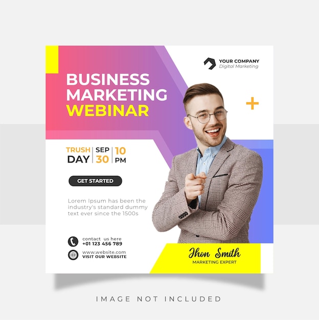 Digital marketing live webinar and corporate social media post template