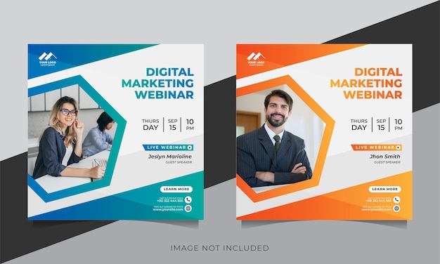 Digital marketing live webinar and corporate social media post template