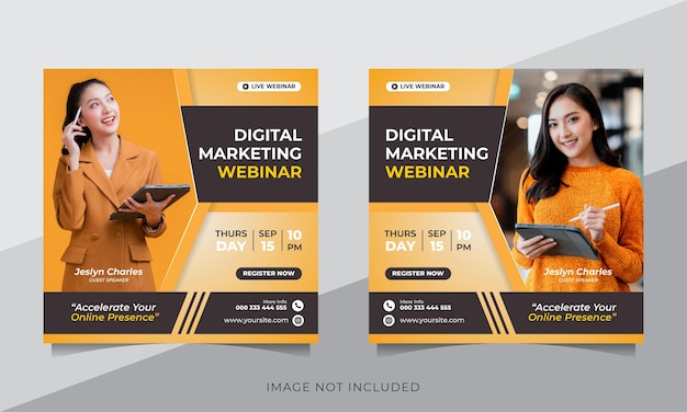 Digital marketing live webinar and corporate social media post template