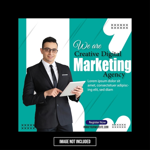 Vector digital marketing live webinar and corporate social media post template