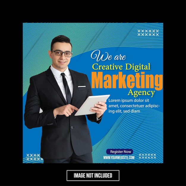 Digital marketing live webinar and corporate social media post template