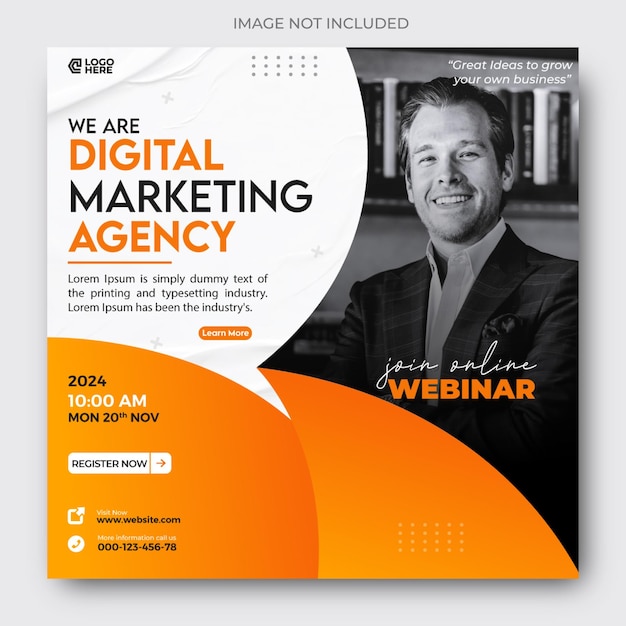 Digital marketing live webinar and corporate social media post template