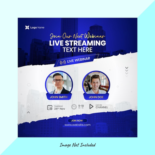 Vector digital marketing live webinar and corporate social media post template