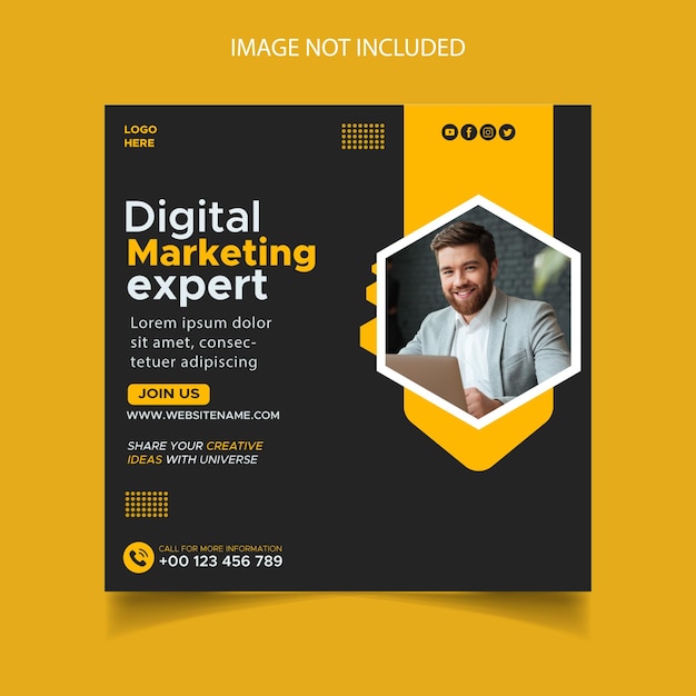 Digital marketing live webinar and corporate social media post template