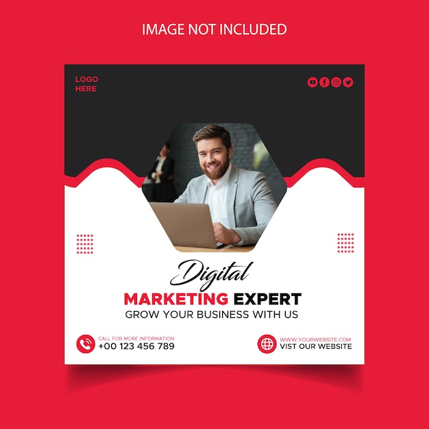 Digital marketing live webinar and corporate social media post template