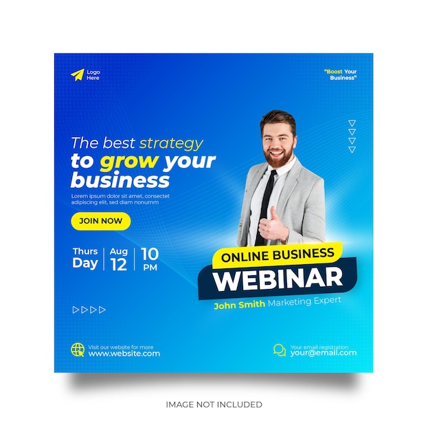 Digital marketing live webinar and corporate social media post template