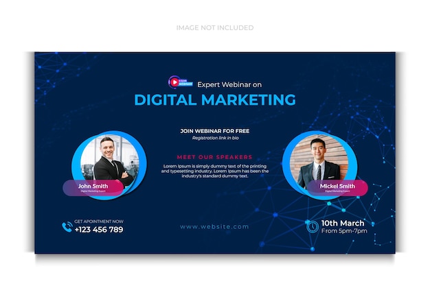 Digital marketing live webinar and corporate social media post or web banner template