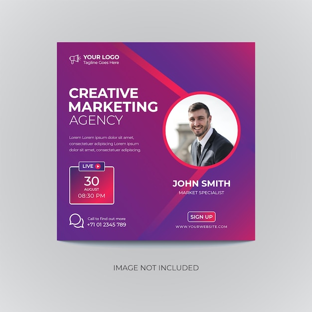 Vector digital marketing live webinar and modern social media post template