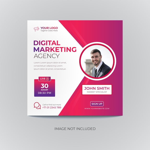 Digital marketing live webinar and modern social media post template