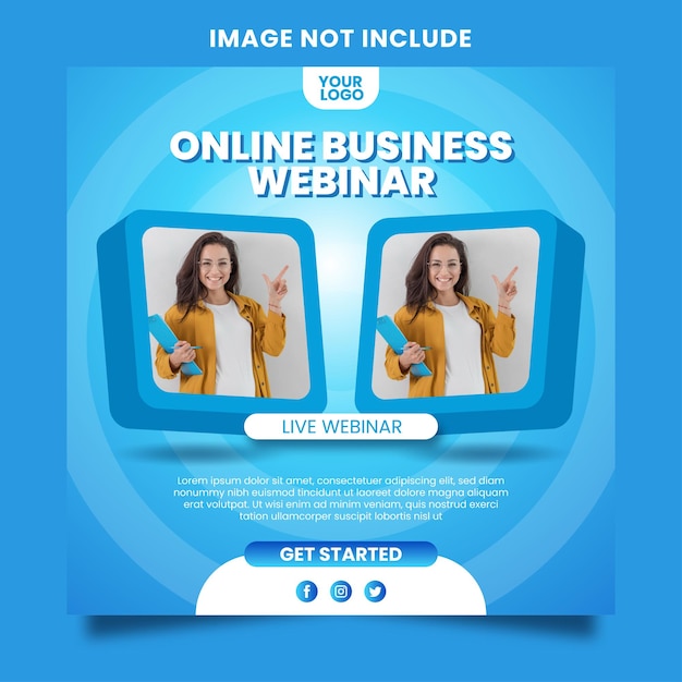 Vector digital marketing live webinar social media post template