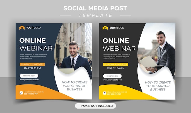 Modello di social media per webinar live di marketing digitale