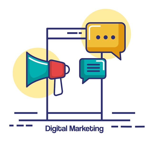 Digital marketing mobile phone chat megaphone communication online