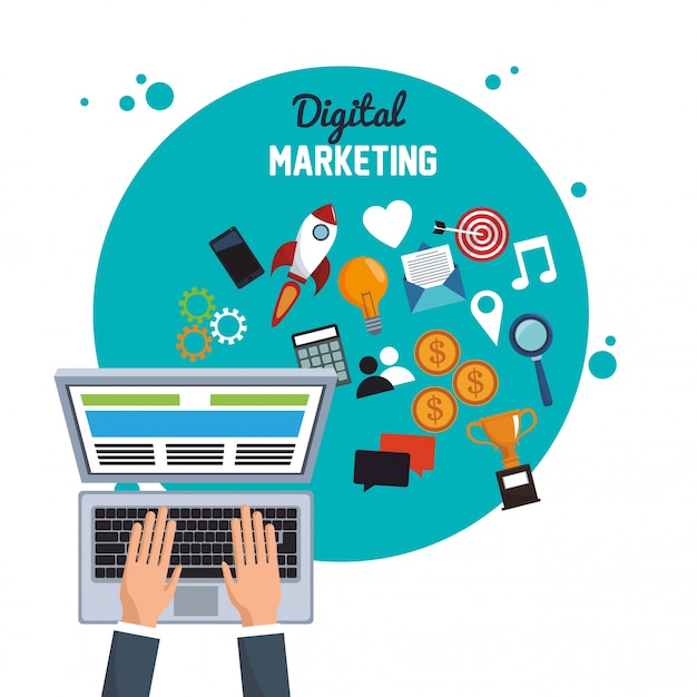 Vector digital marketing online target objetive