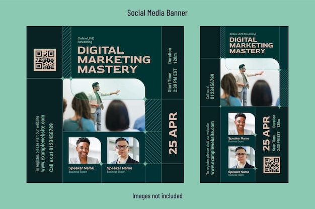 Digital marketing online workshop social media banner vector design template