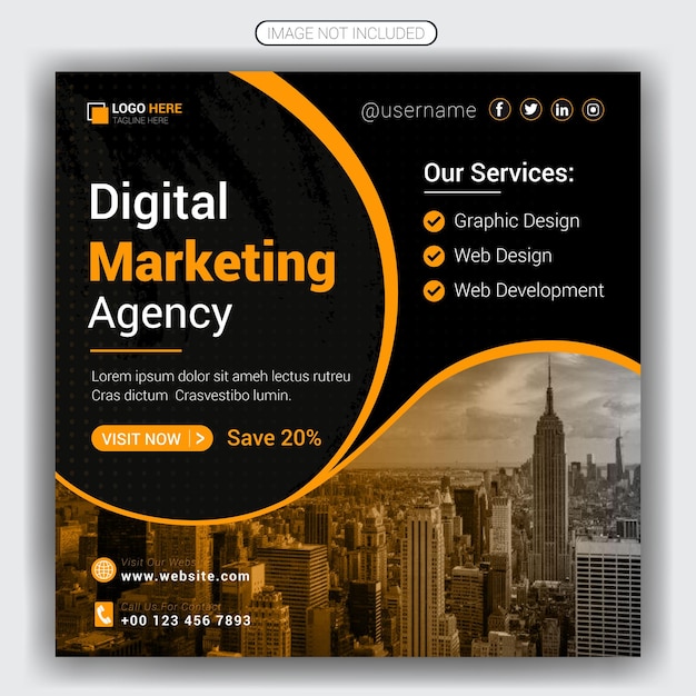 Digital marketing post for social media and Instagram banner or corporate post design template