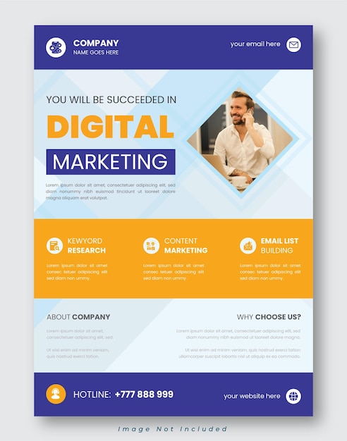 Шаблон цифрового маркетингового плаката a4 готов к печати