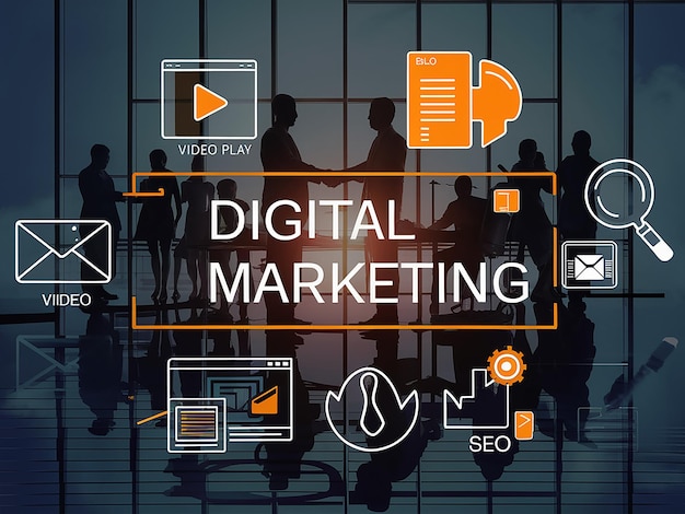 a digital marketing poster with the words digital marketing on it