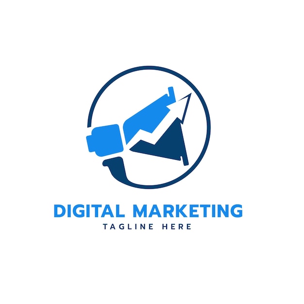 Progettazione di logo promozionale di marketing digitale per usi creativi di banner