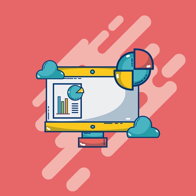 Digital marketing and shopping set of elements and symbols