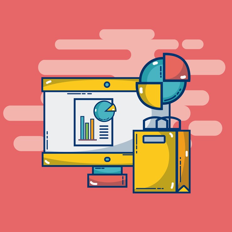Vector digital marketing and shopping set of elements and symbols