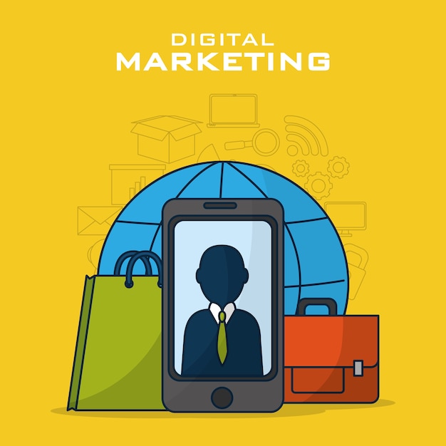 Vettore marketing e acquisti digitali