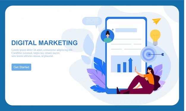 digital marketing SMM, influencer online advertising flat banner