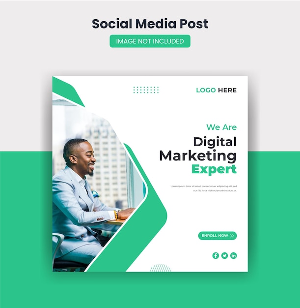 Вектор Цифровой маркетинг в социальных сетях и шаблон пост-баннера в instagram