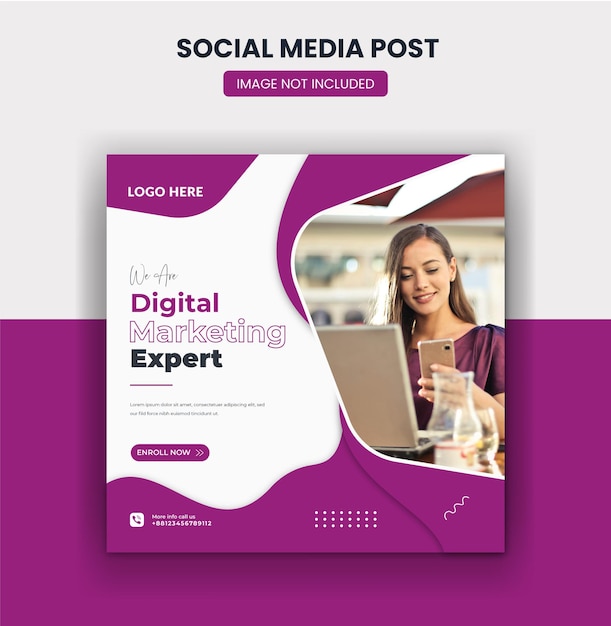 ベクトル デジタル マーケティングのソーシャル メディアと instagram の投稿バナー テンプレート