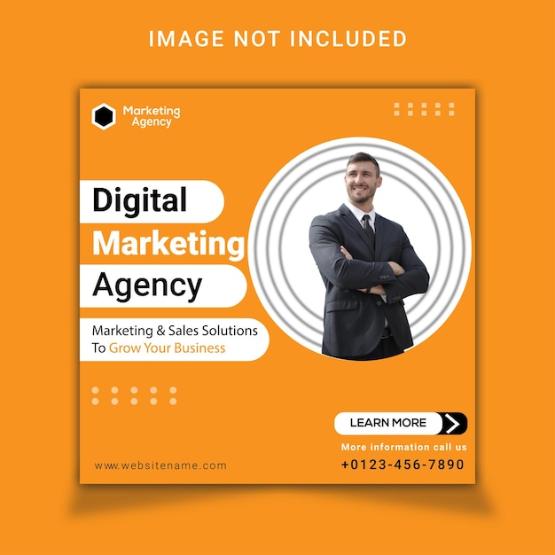 ベクトル デジタルマーケティングソーシャルメディアとinstagramの投稿デザインテンプレート