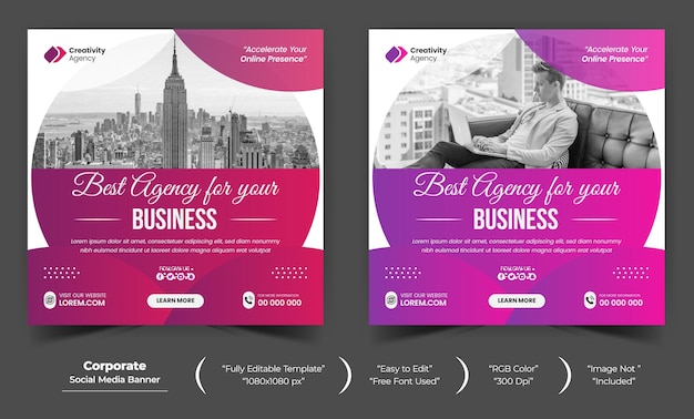 Digital marketing social media banner corporate business post template