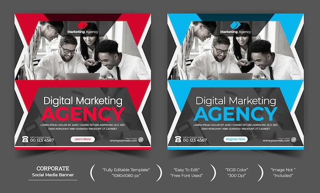 Vector digital marketing social media banner corporate business post template