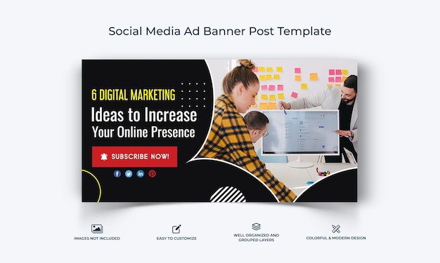 Vettore digital marketing social media facebook ad banner post template premium vector