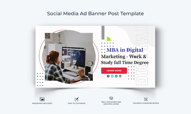 Vettore digital marketing social media facebook ad banner post template premium vector