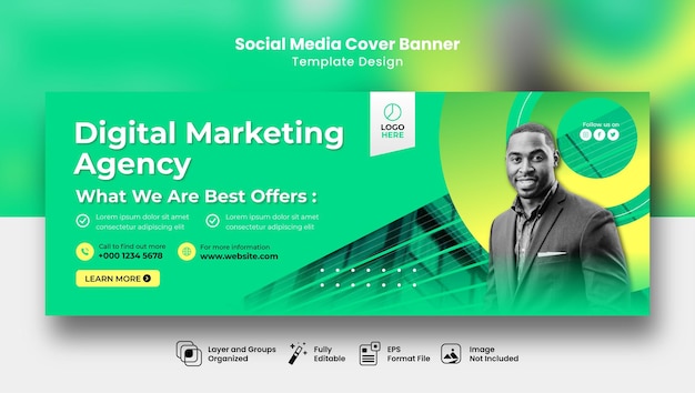 Digital marketing social media and facebook cover banner post template design