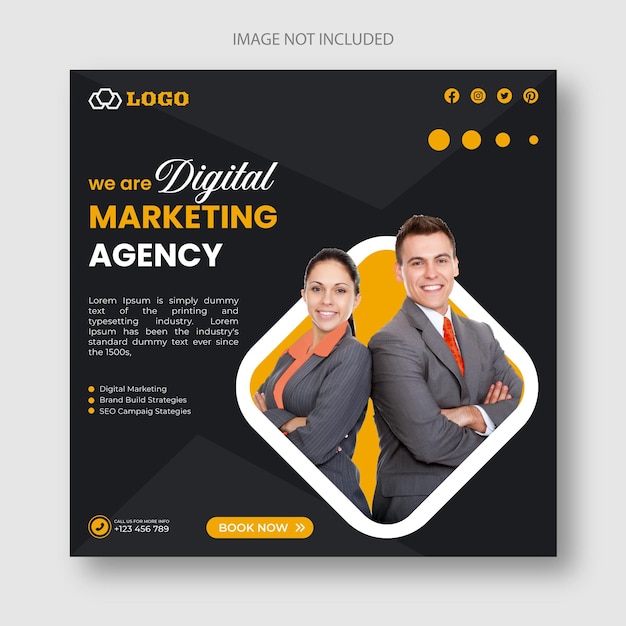 Digital marketing social media or instagram post template banner and web banner