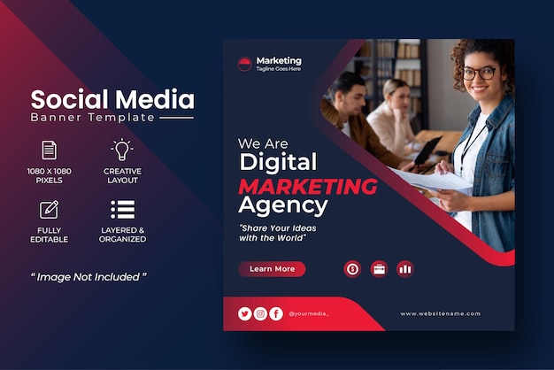 Vector digital marketing social media and instagram post template free